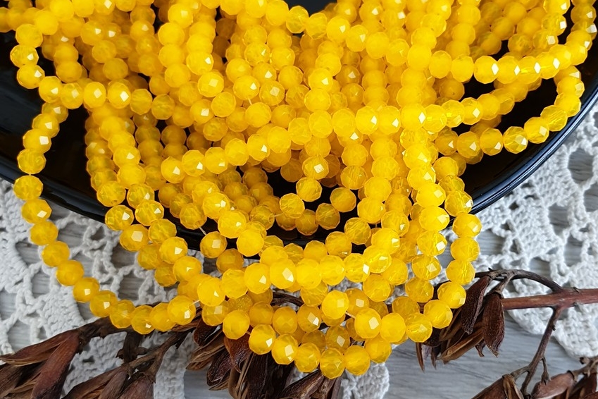 рондели граненые бусины желтые