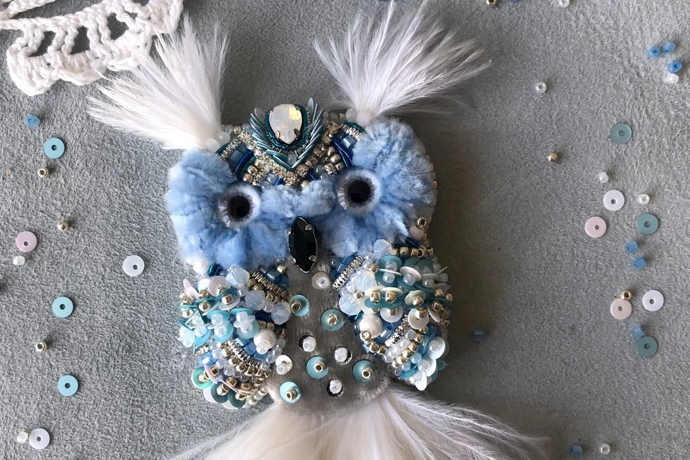 Набор Брошь СОВА синяя, голубая и зелёная (sova003 sova004)