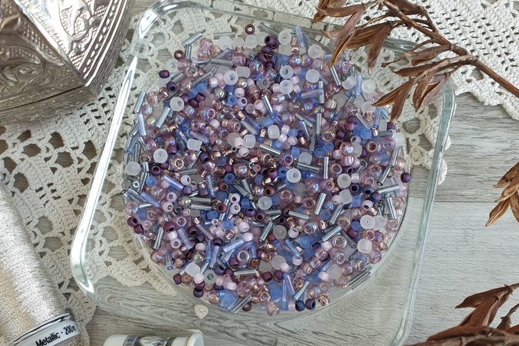 Японский бисер тохо, микс 3216 серебро розовый голубой