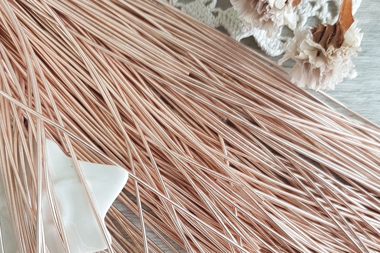 Канитель мягкая, цвет розовое золото. Размер 1мм