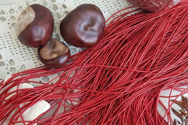 Канитель мягкая, гладкая, цвет - красный, размер 1мм