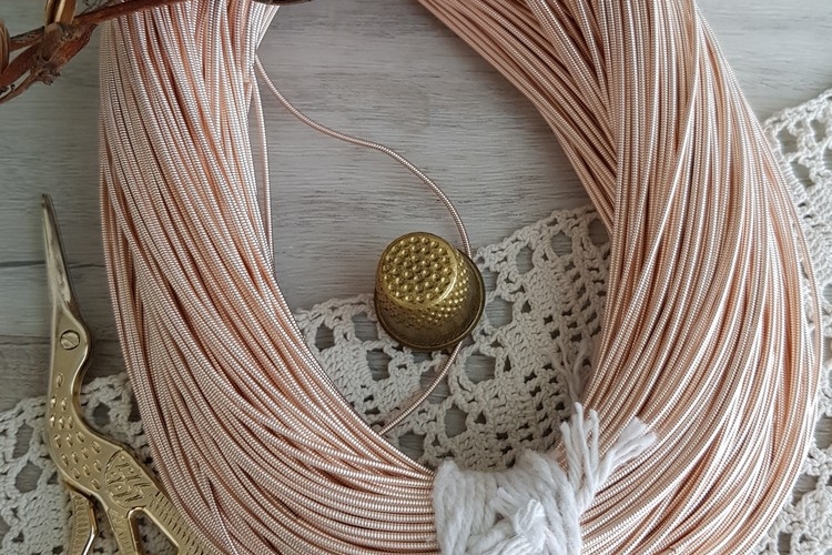 Канитель жесткая, Индия, цвет - розовое золото, размер 1,25 мм