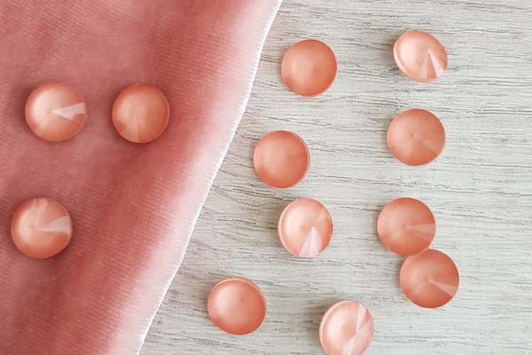 Кристаллы риволи 10 мм, персиковые, круглые