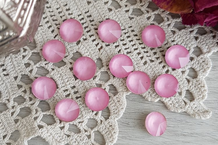 Кристаллы риволи 10 мм, розовые, круглые