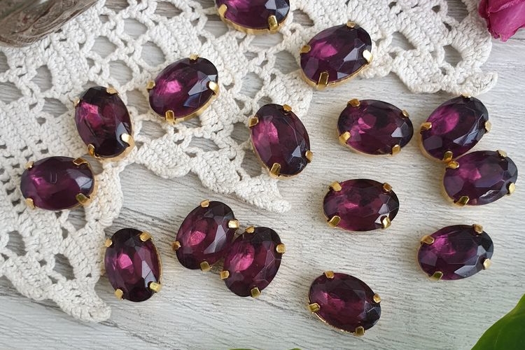 Кристаллы чешские винтажные овалы, кристаллы в кастах