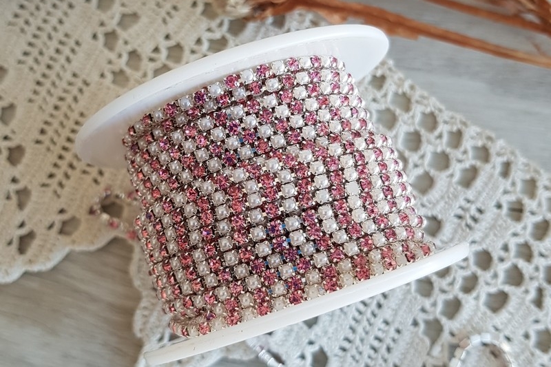 стразовая лента, жемчужная цепь