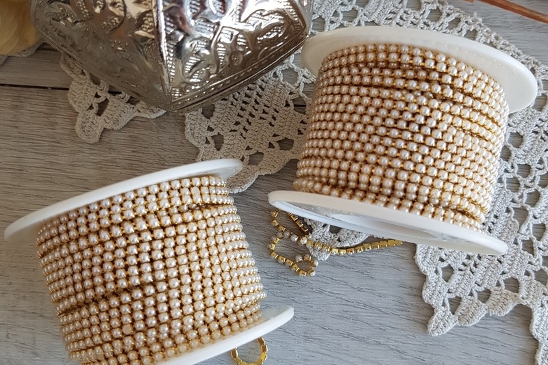 стразовая цепь, жемчужная лента