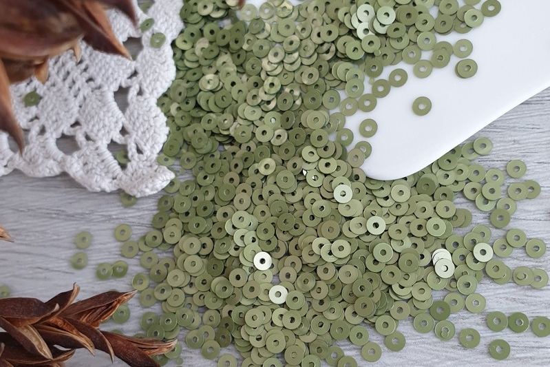 итальянские пайетки оливковые 3мм