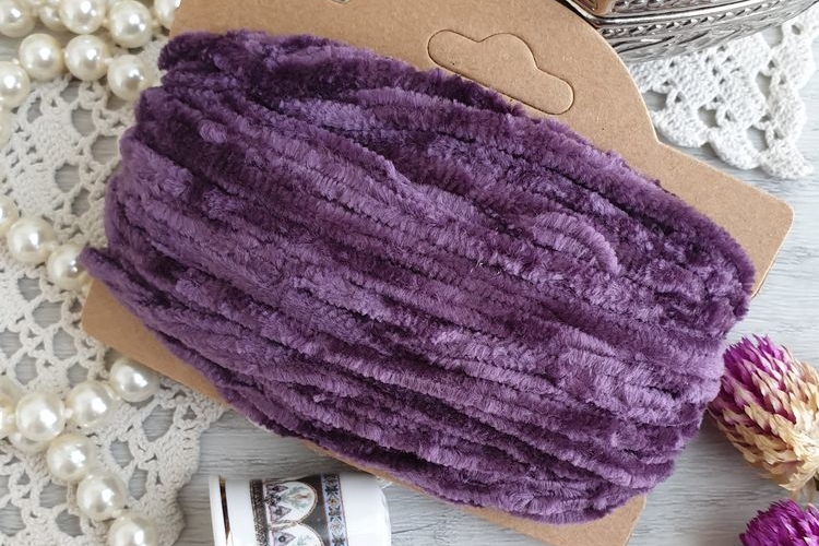 синель сиреневая, лиловая, для вышивки, корея