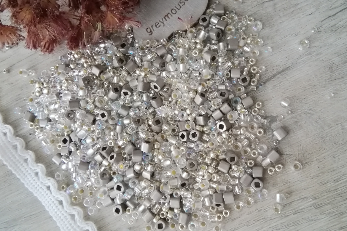 бисер японский toxo микс 3201 бело-серебристый