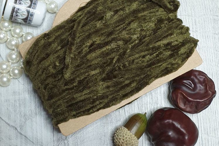 синель оливковая, зеленая, для вышивки, корея