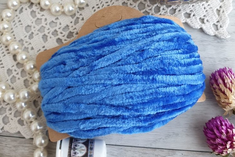 синель синяя, голубая, для вышивки, корея