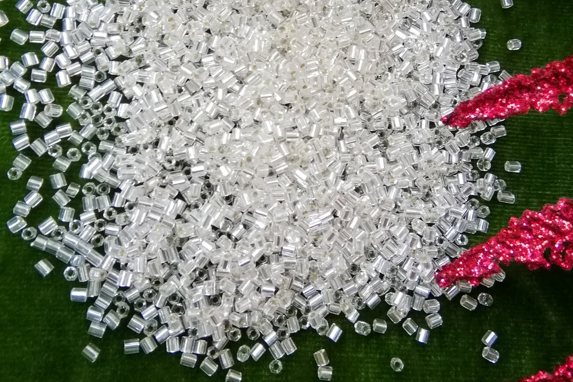 Бисер японский, гексагон, Matsuno. Прозрачный внутреннее, размер 11/0.