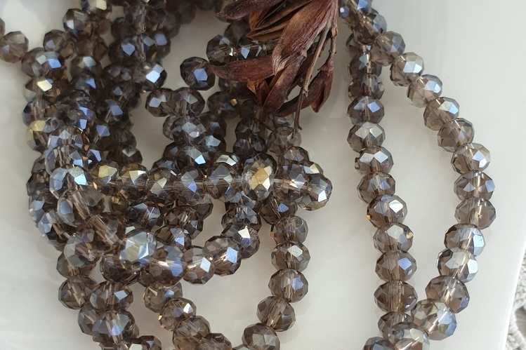 рондели, граненые бусины, дымчатые