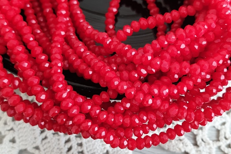 рондели граненые бусины красные