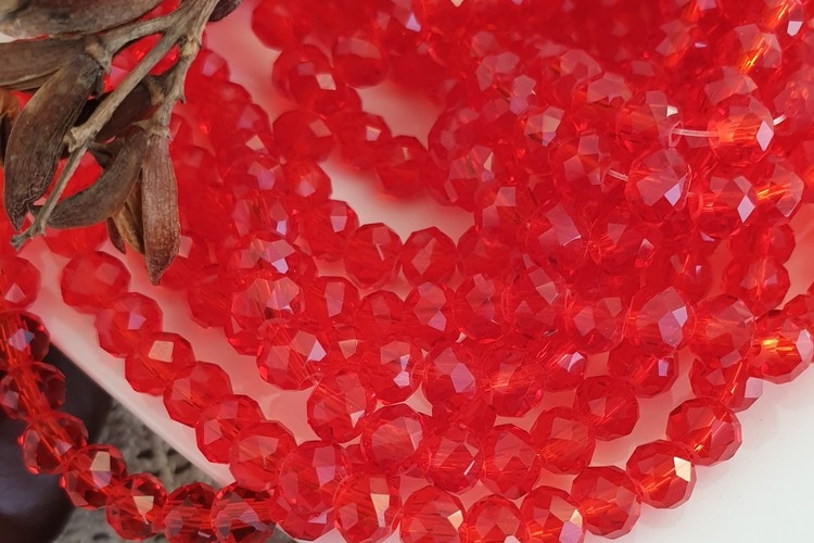 рондели граненые бусины красные прозрачные