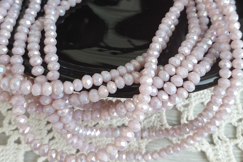 рондели, граненые бусины, сиреневый