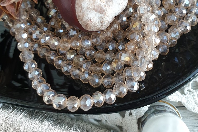 рондели, граненые бусины, дымчатый