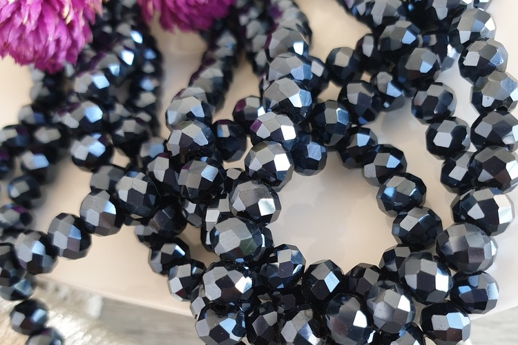 рондели 6*4мм, граненые бусины, цвет графит