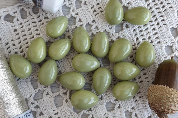 бусины капли, зеленый, для сережек, оливковый