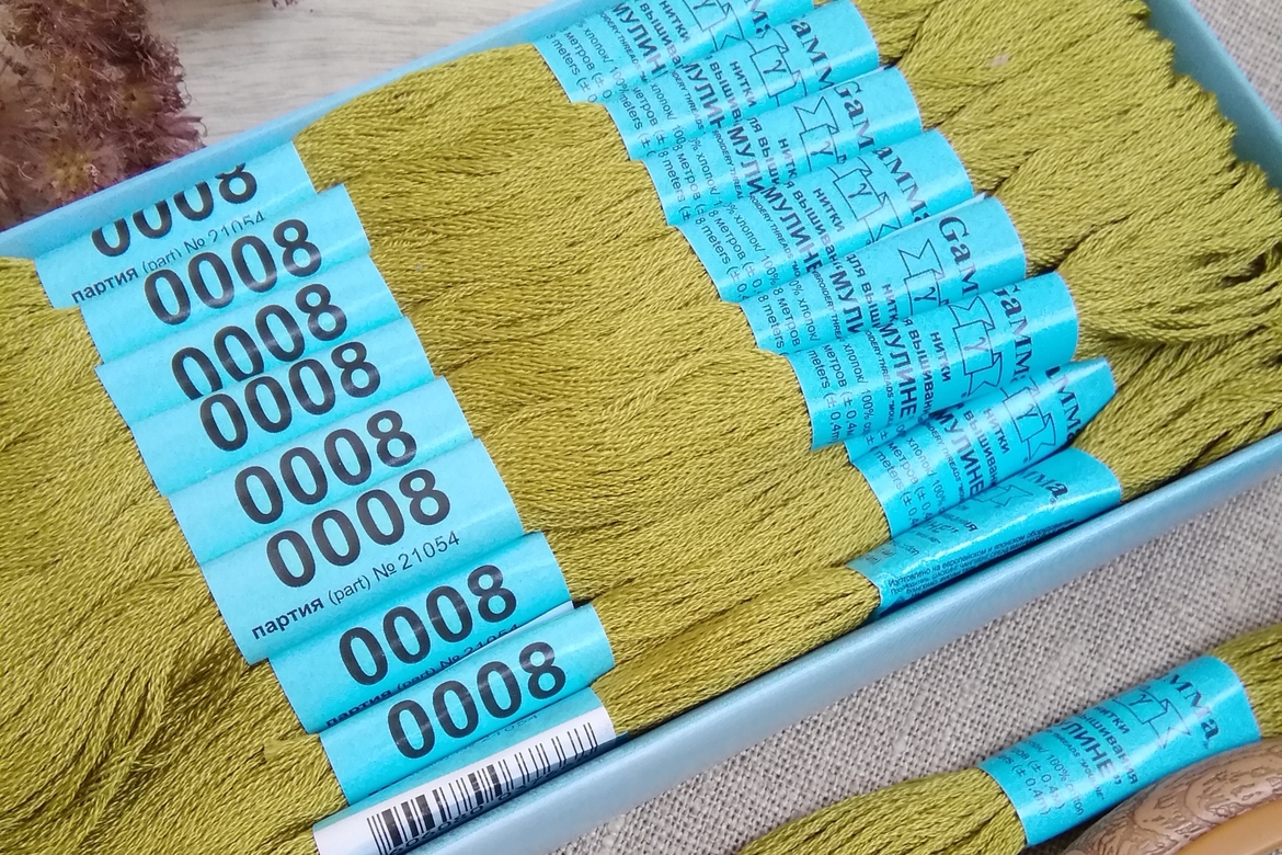 Мулине хлопок 100%, цвет оливковый №0008