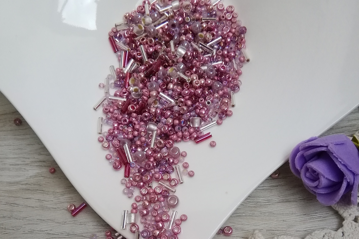 Бисер ТОНО, микс  №3215 сиреневый