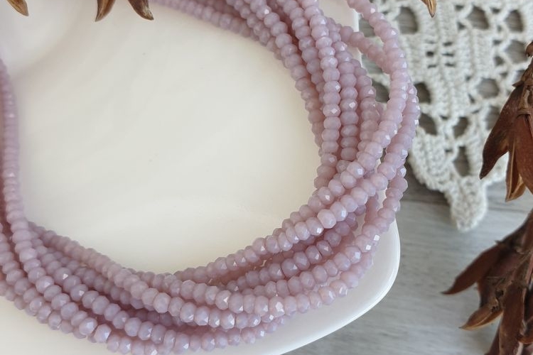 рондели, граненые бусины, сиреневый