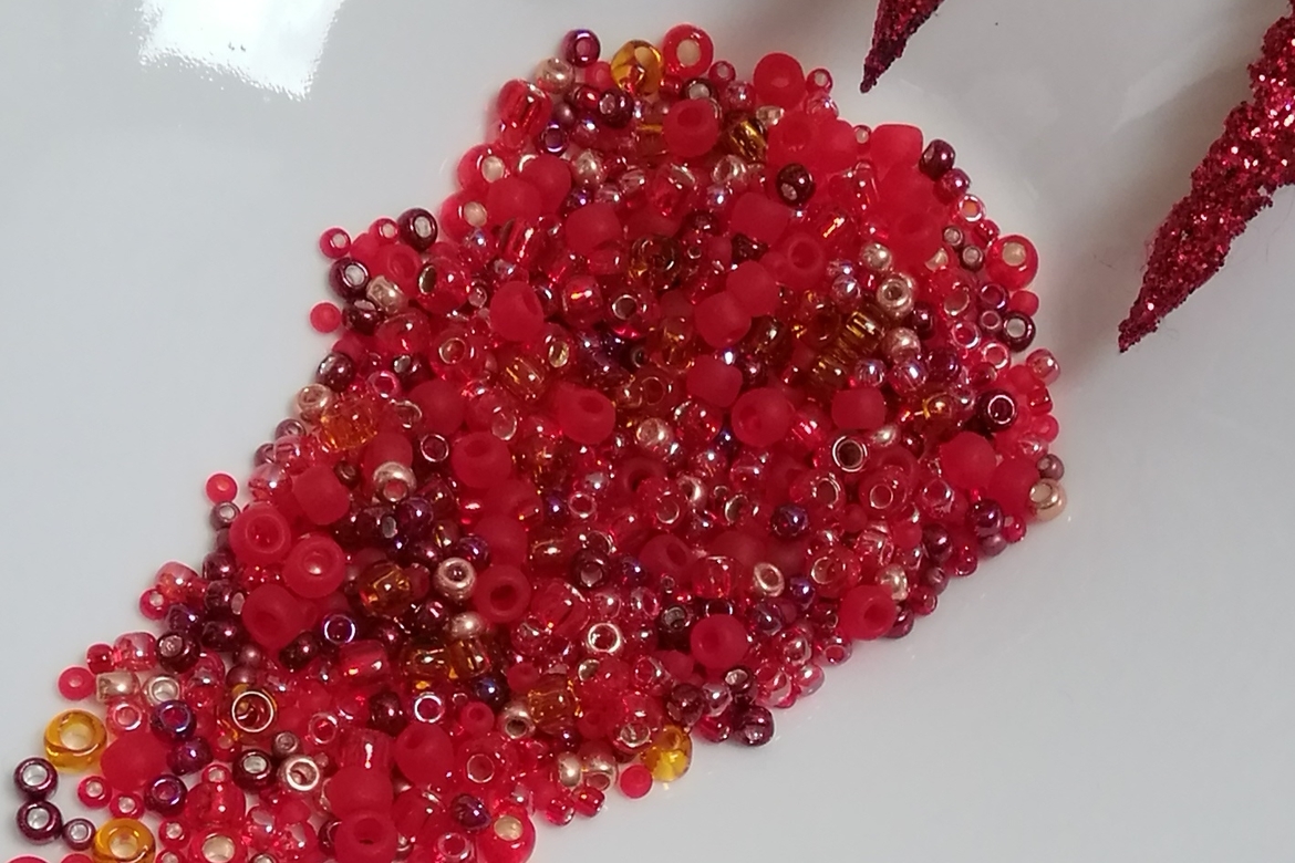Японский бисер toho, микс Тохо красный, алый 3208