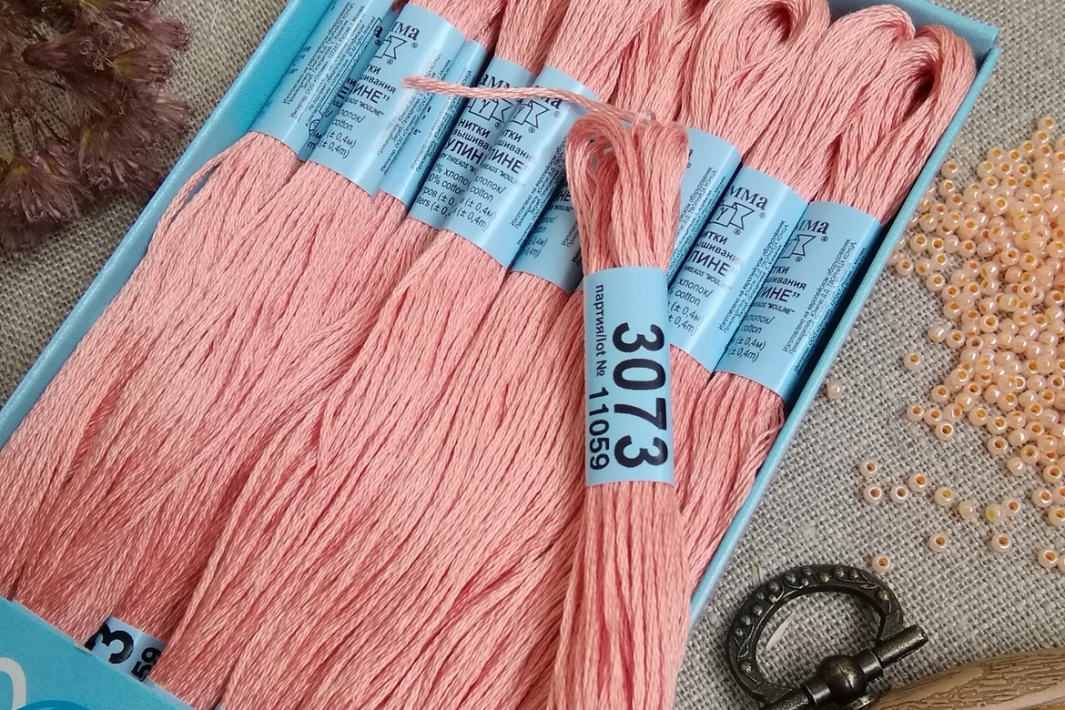 Мулине хлопок 100%, цвет персиковый №3073, Gamma