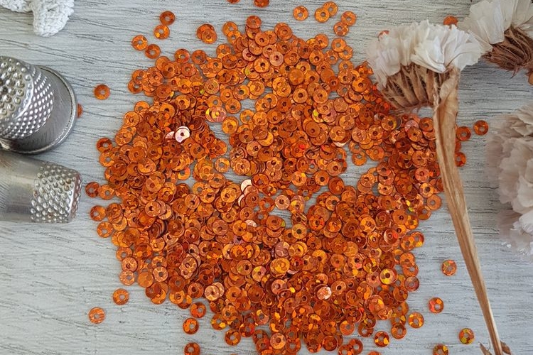 Пайетки рыжие. Размер 3 мм. Производство Ливан