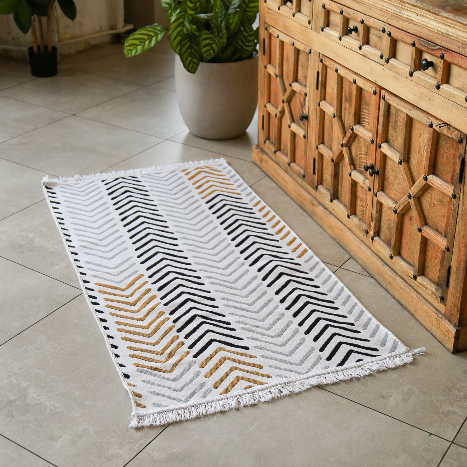 Двусторонняя ковровая дорожка ECO Hali White Black 80х150 см