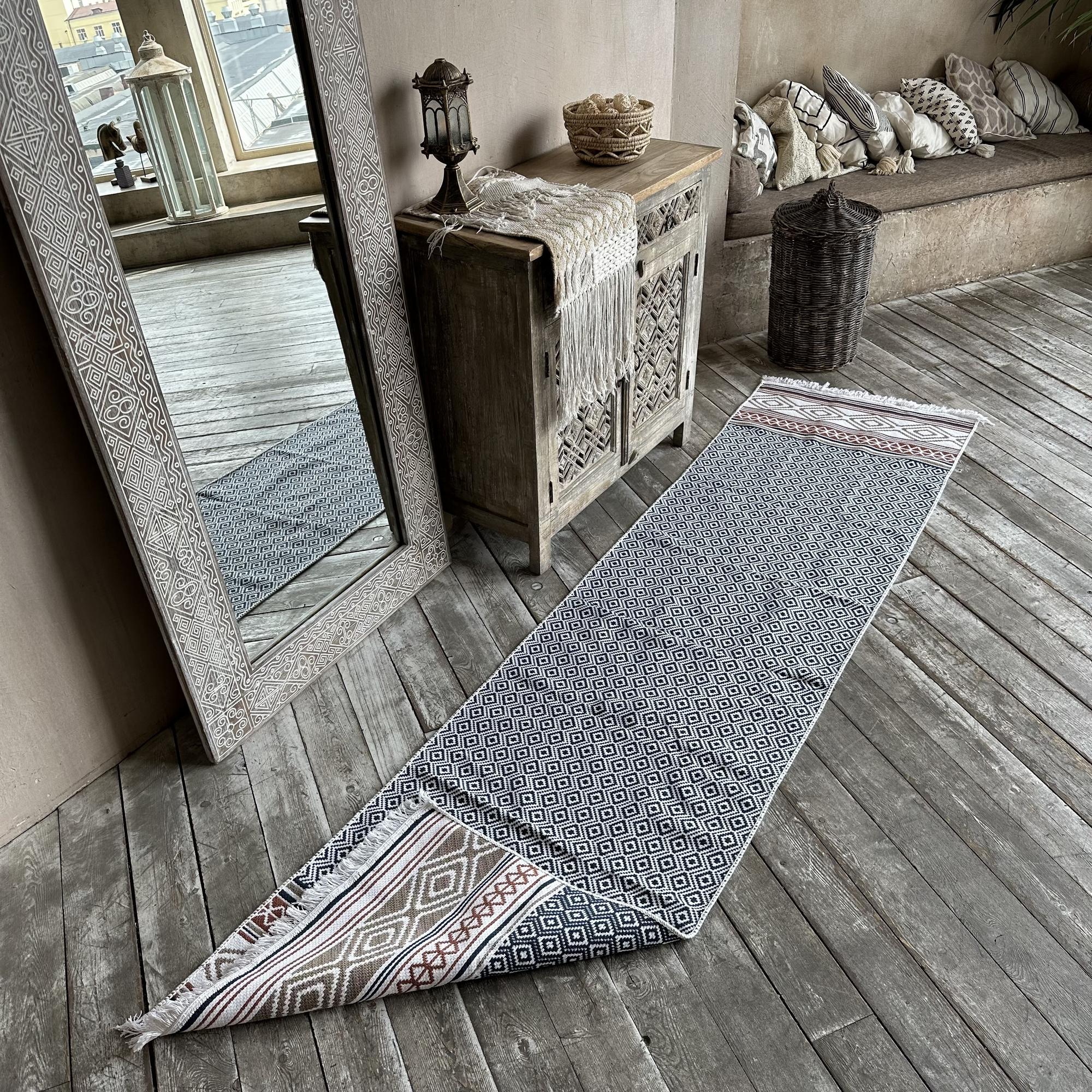 Двусторонняя ковровая дорожка ECO Hali Navy Beige 80х300 см