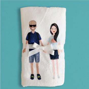 Романтичный подарок на годовщину плед с портретом