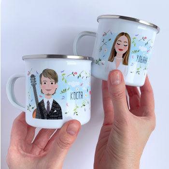 Набор именных парных кружек для влюблённых
