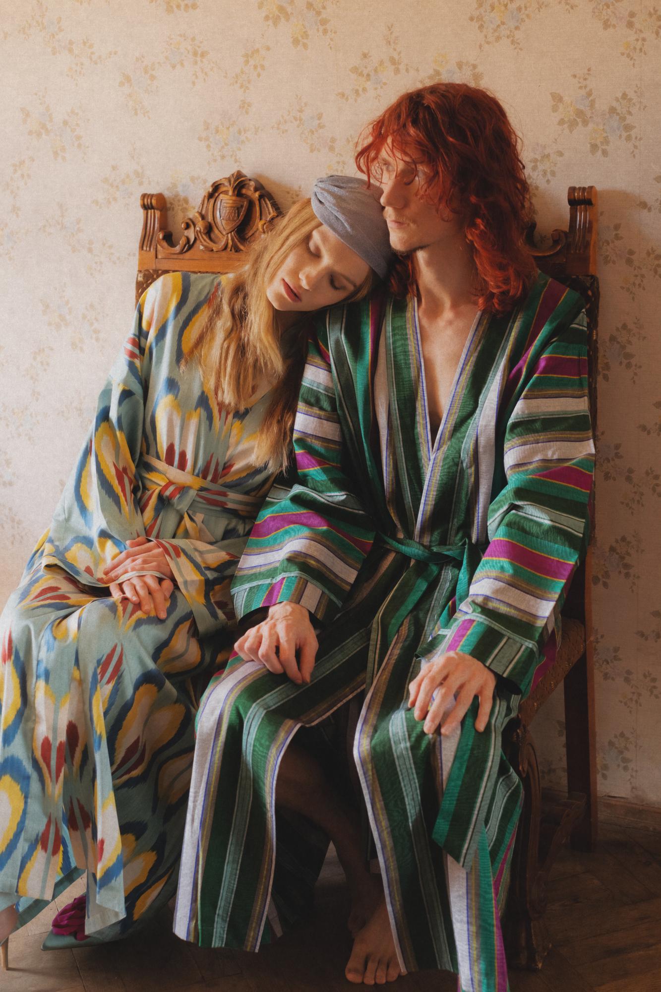 Шелковое кимоно LINES унисекс