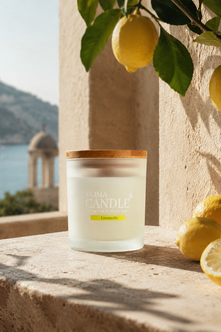 Упаковка свечи Limoncello — крафтовая эко-упаковка MOMACANDLE