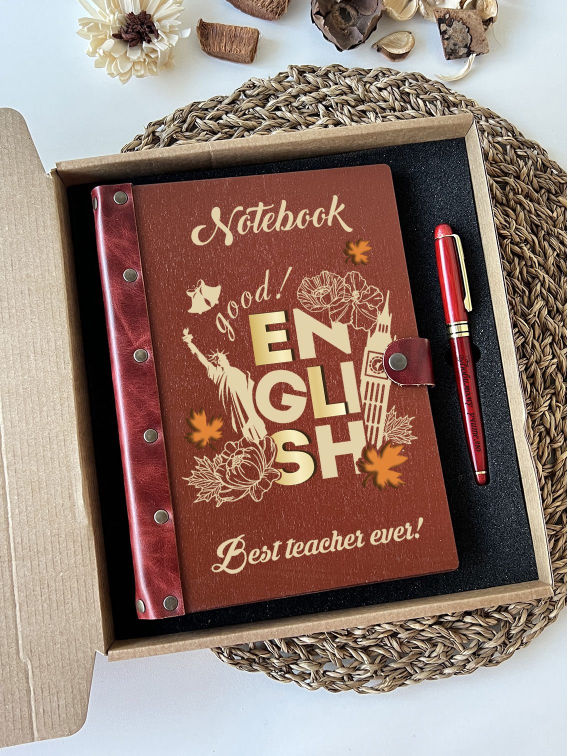 Набор ежедневник и ручка для учителя английского "English"