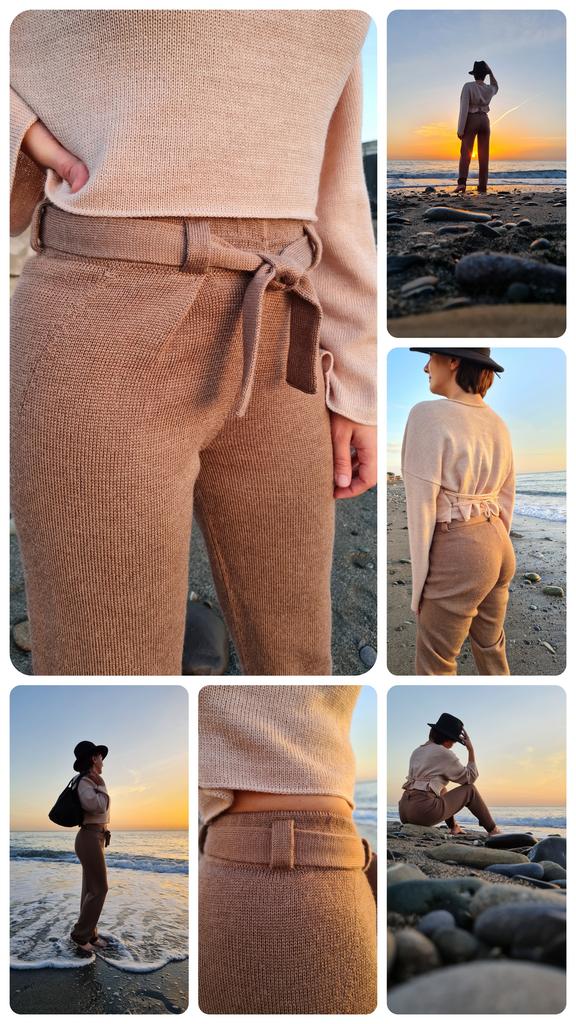 Брюки вязаные с ремнем