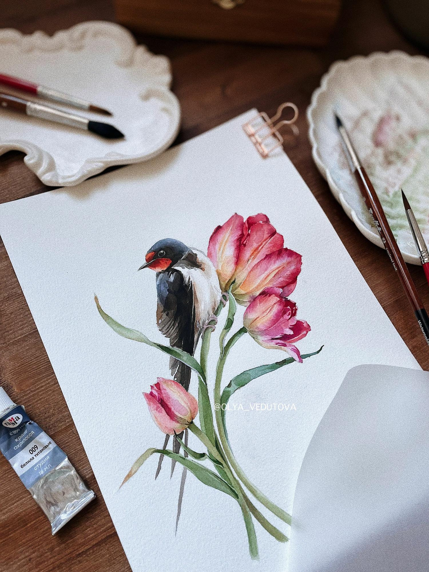 Ласточка в цветах 4