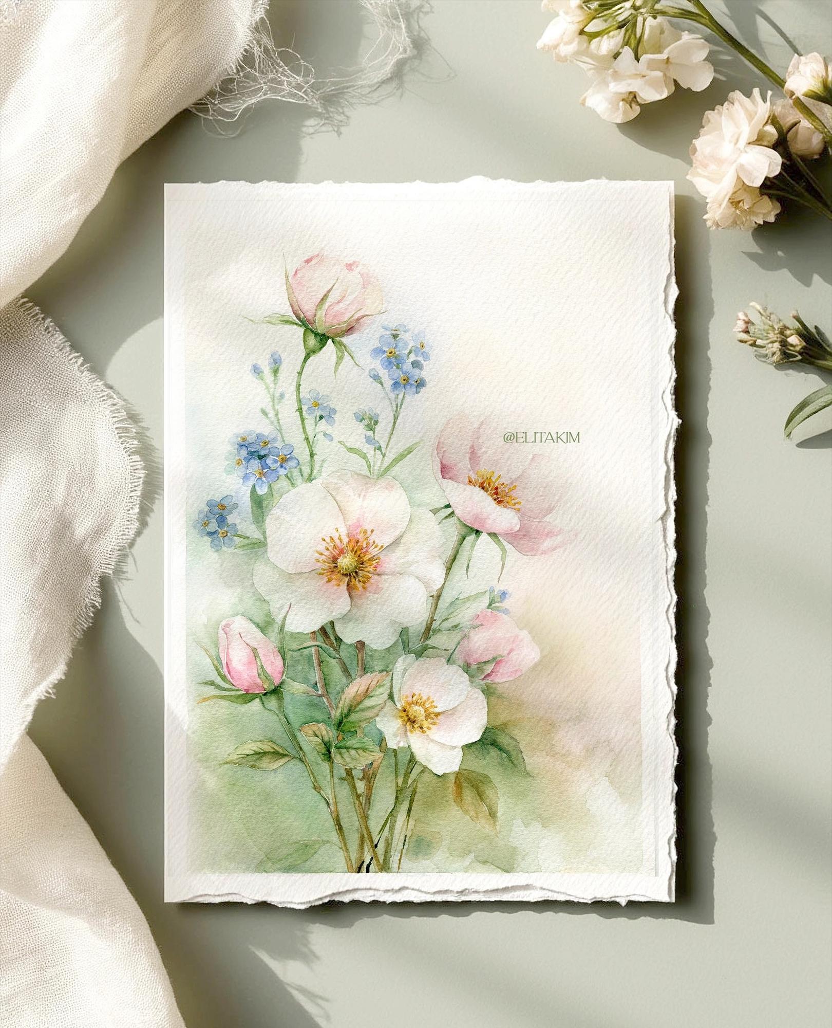 Шиповник и незабудка