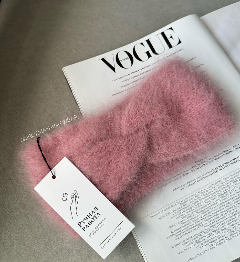 Вязаная повязка (сухая роза)