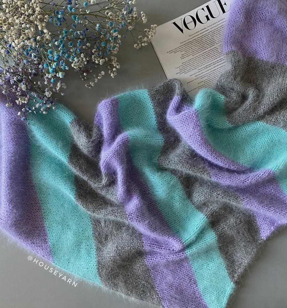 Вязаная косынка (Тиффани/лиловый/серый)