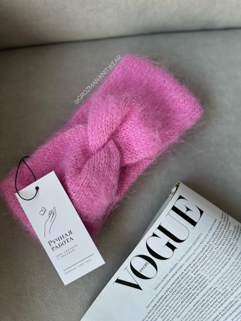 Вязаная повязка (розовый Барби)