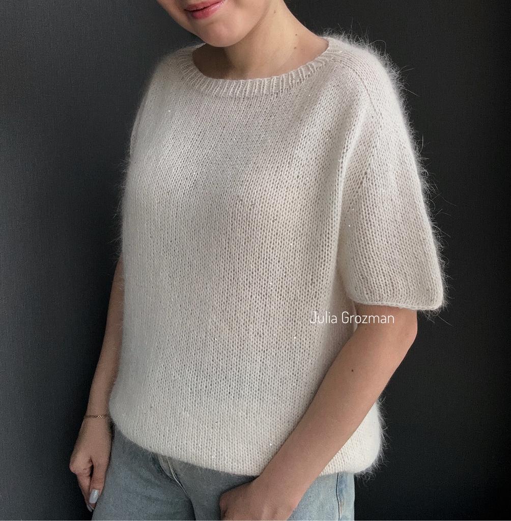 Вязаный джемпер из ангоры с пайетками (молочный)