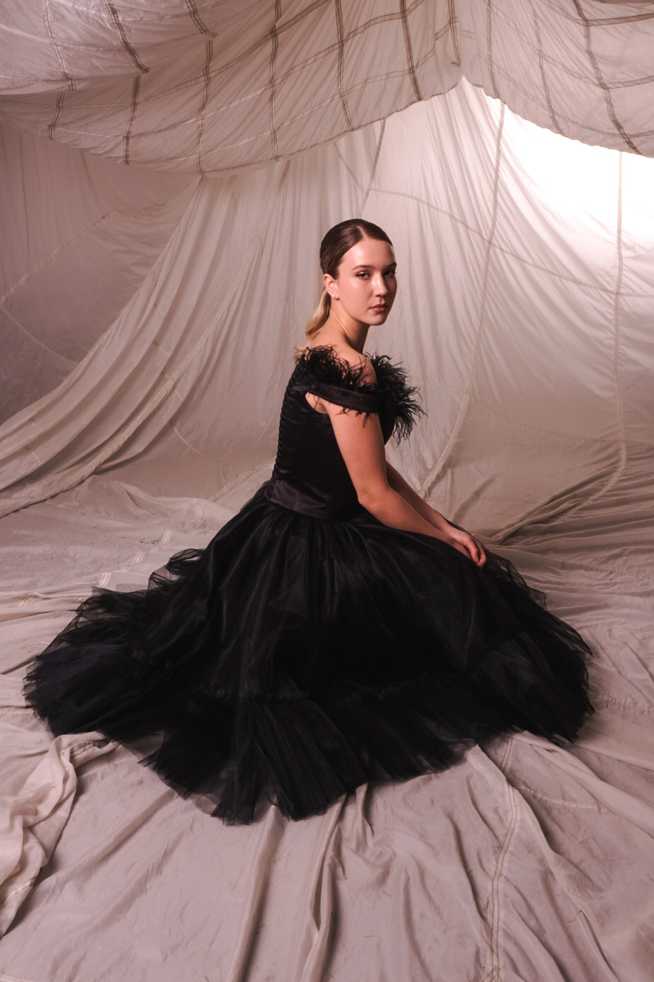 Черный фатин юбка