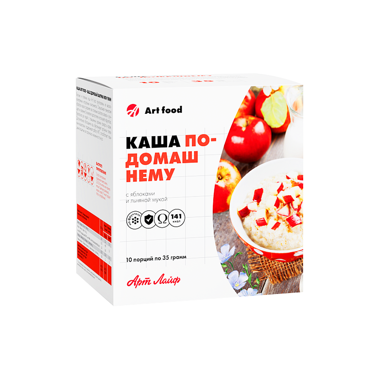 КАША «ПО-ДОМАШНЕМУ» С ЯБЛОКАМИ И ЛЬНЯНОЙ МУКОЙ