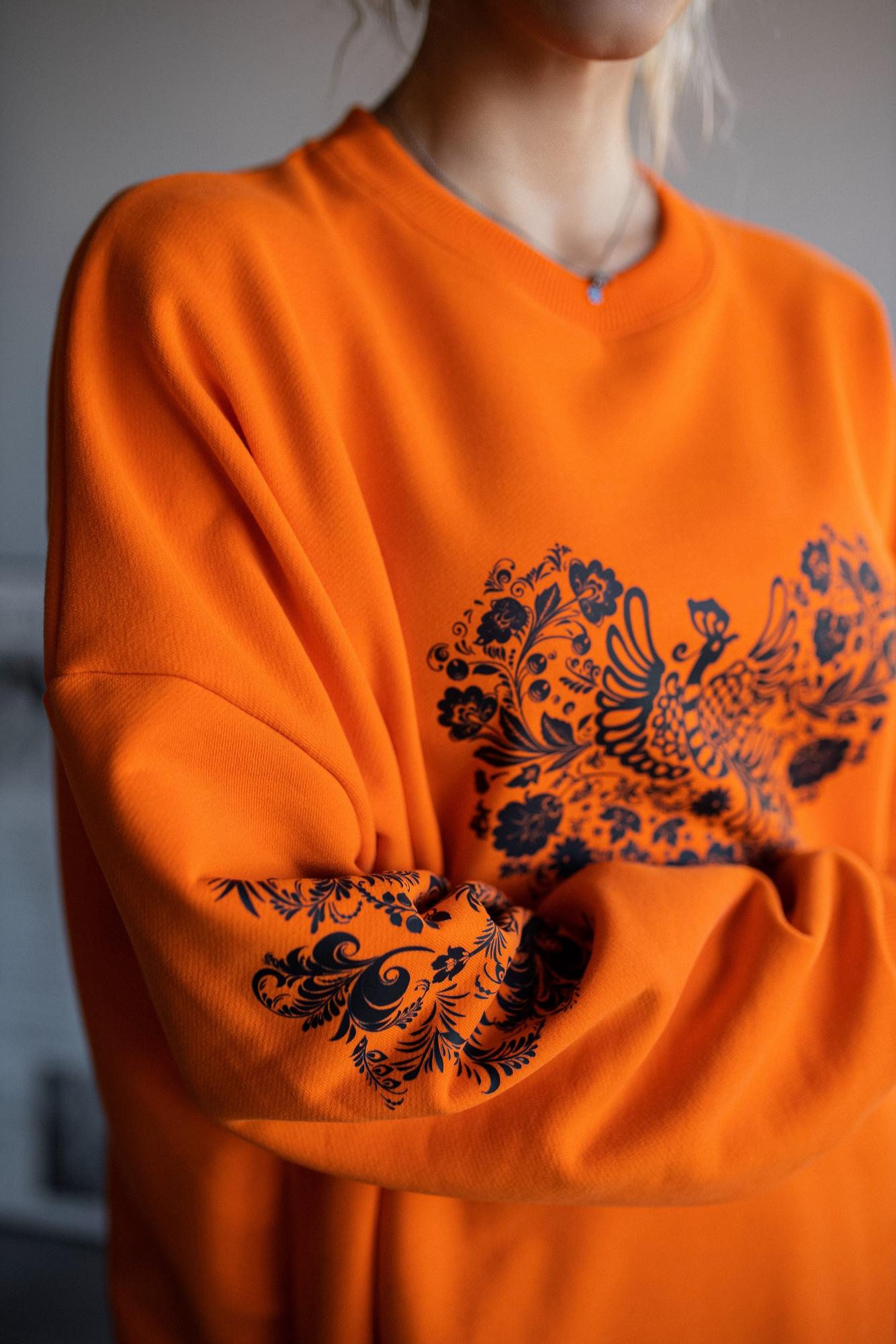 Свитшот "Русская душа", апельсин