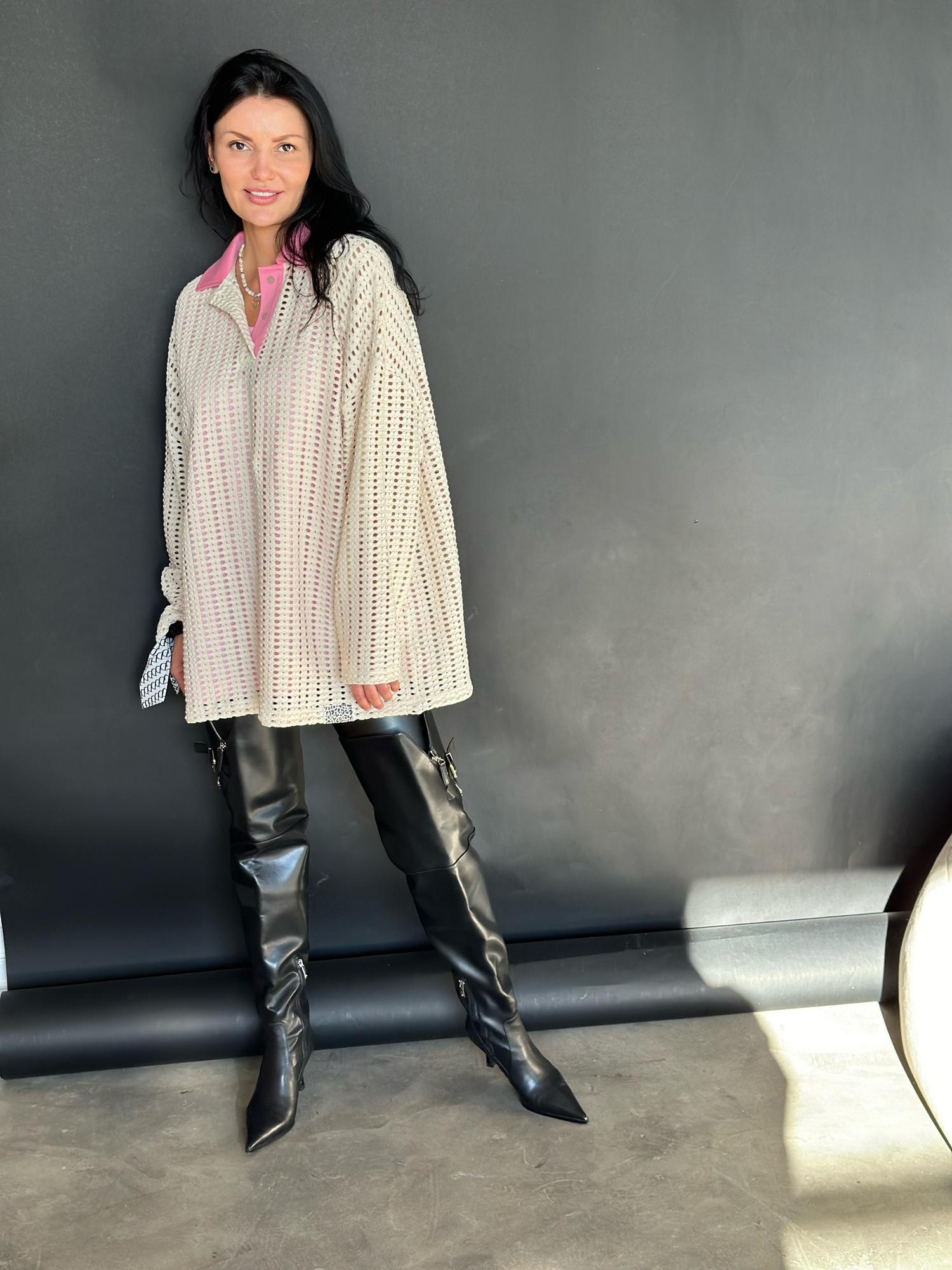 Хлопковый логнгслив, в дырочку