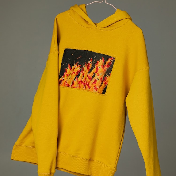 Худи в горчичном цвете Кирилл Бородин "Резиновый хор"