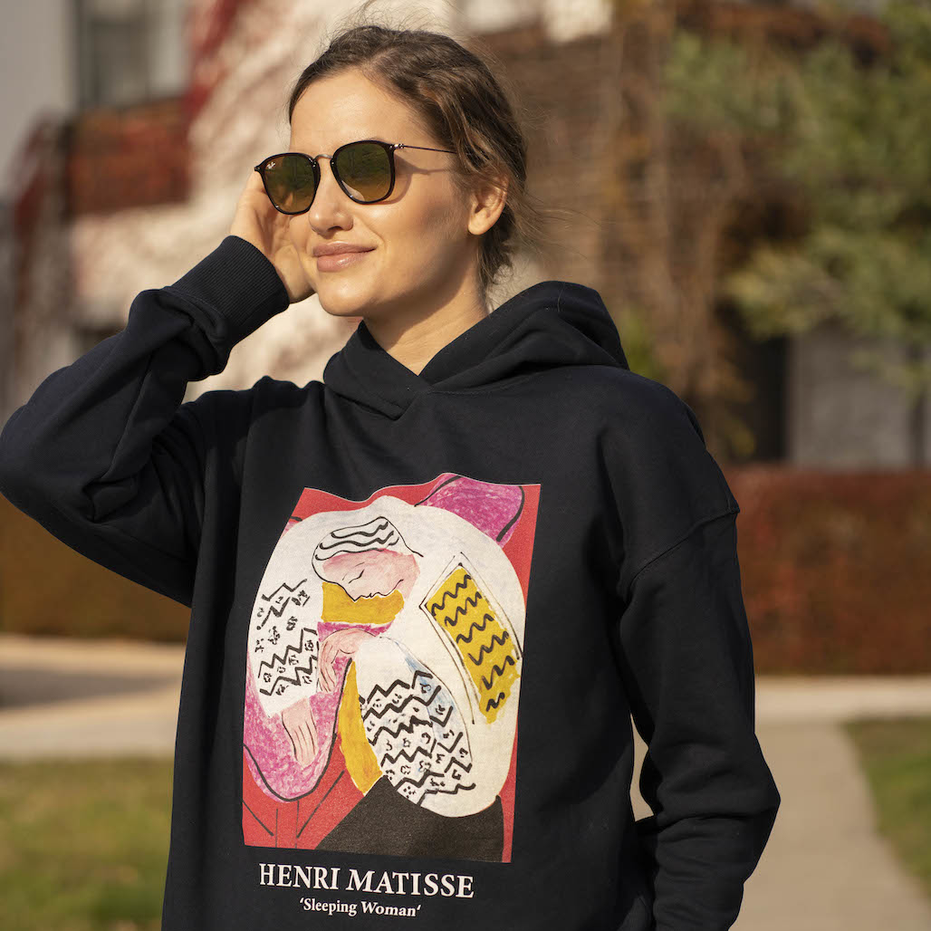 Худи в темно-синем цвете Анри Матисс "Спящая женщина"